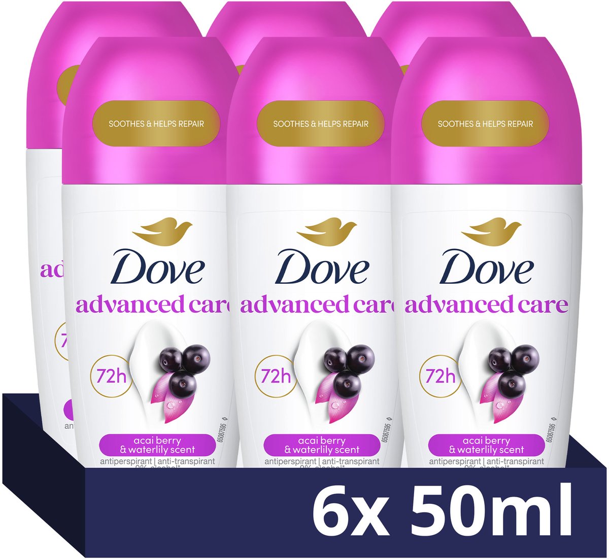 Dove - Anti-Transpirant Deodorant Roller - Advanced Care - Acai Berry - 6 x 50 ml