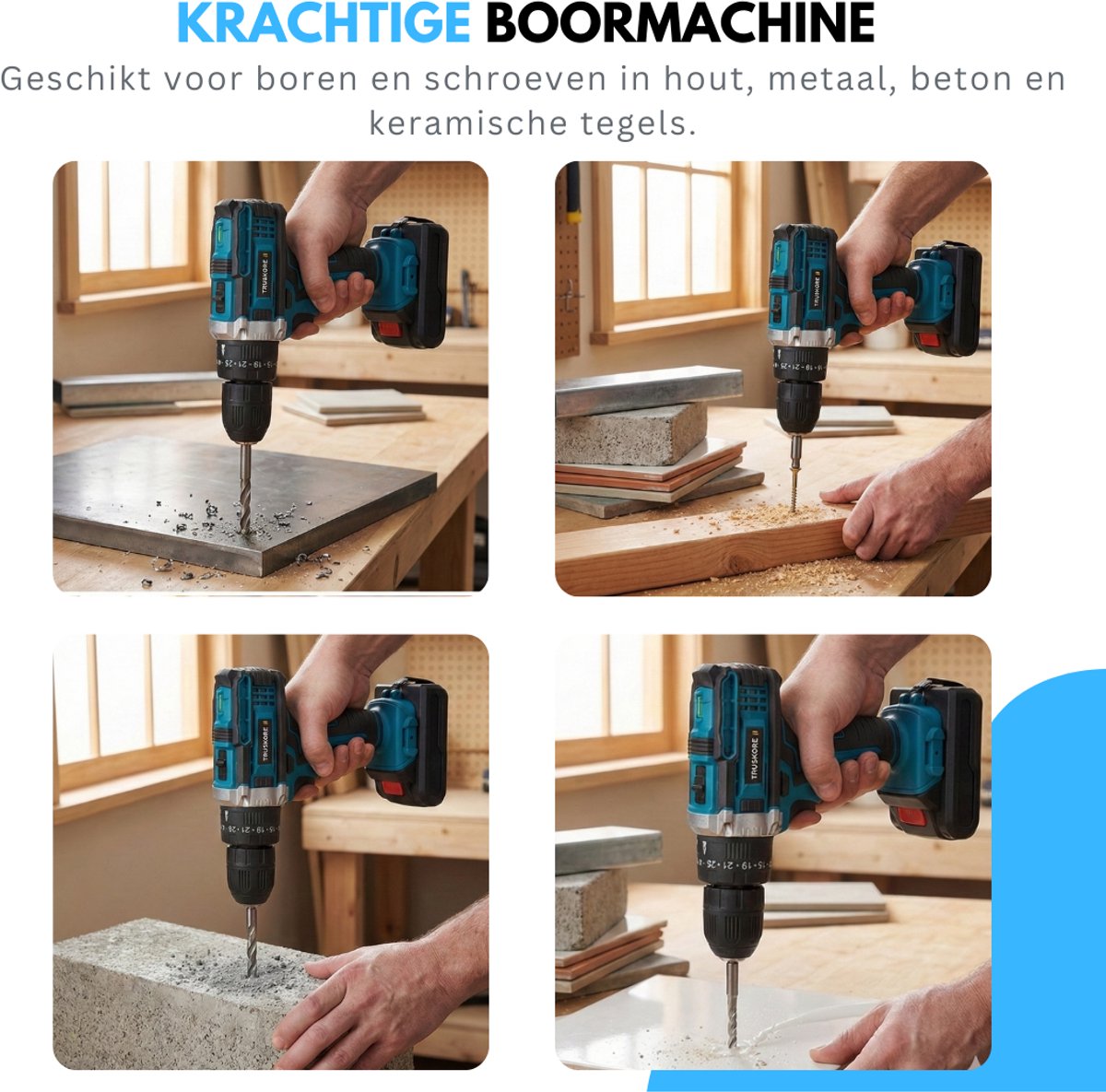 Truskore 21V accuboormachine met 2 accu's thumbnail 6