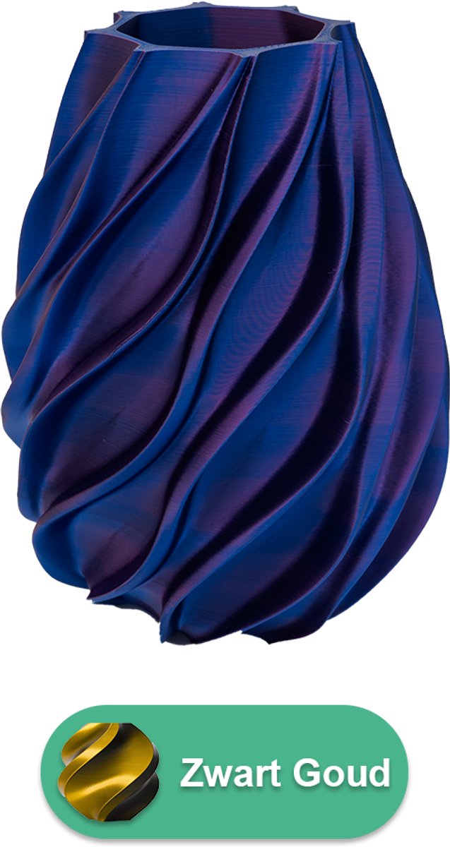 Lovora Oliva organische vaas – Decoratieve vaas - Zwart / Goud - 3d geprinte vaas – geschikt voor droogbloemen - 20CM