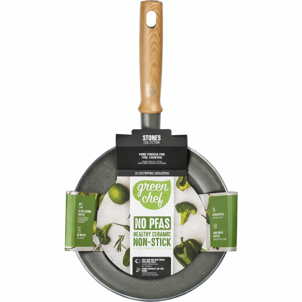 GreenChef - Stone Koekenpan - 20 cm - Braadpan - Keramisch – Koekenpan inductie - PFAS-vrije Antiaanbak - Pannen - Koekenpan - voor Gezond Koken - Pan