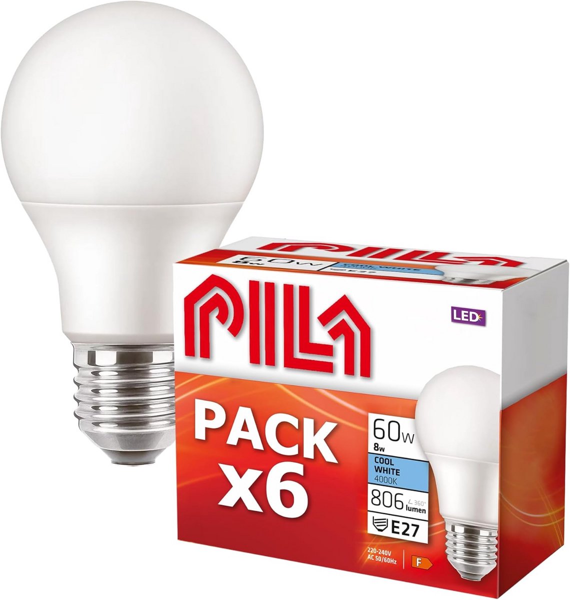 6x E27 LED Lampen 8W Vervangt 60W Gloeilamp 806 Lumen Neutraal Wit Licht