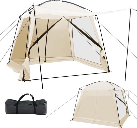 KOMFOTTEU Campingtent, waterdicht, voor 6-8 personen, tunneltent, groot met 2 deuren en 2 voortenten, koepeltent, groepstent, familietent, draagbaar met tas, tent outdoor voor reizen, trekking, kamperen