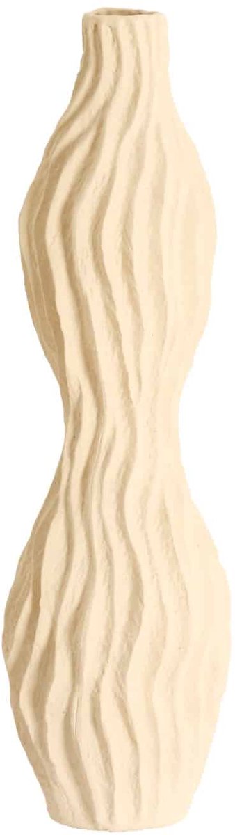 Vaas Vania - Crème - 21.5x21x76cm - Keramiek - Modern - Bloemenvaas - Woondecoratie - Decoratieve vaas voor woonkamer of slaapkamer - Moederdag - Moederdag cadeautje - Moederdag cadeau voor mama