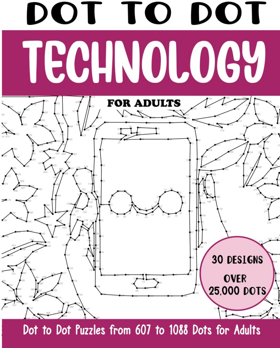 Aansluit de Stippen Puzzelboek voor Volwassenen Technologie Thema