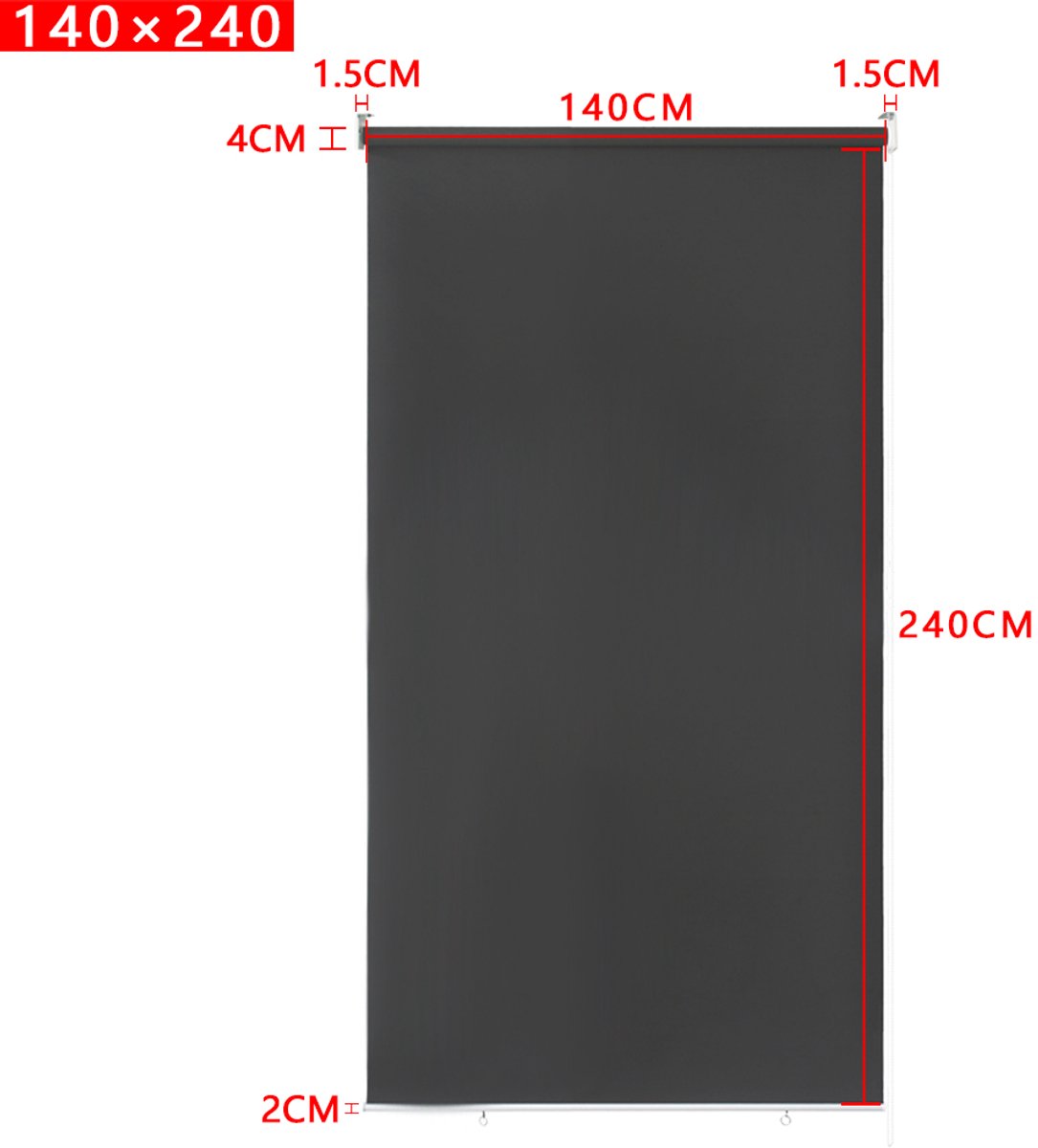 Verduisterend Rolgordijn 140x240cm Buiten Zonder Boren Met Reflecterende Thermofunctie UV-Beschermend Springrolluik Voor Raam Deur Tuin Antraciet NAIZY – foto 3