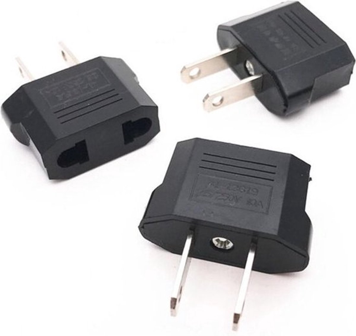 CVD® Wereldstekker EU naar VS - Set van 3 stuks - reisstekker adapter - Europa naar Amerika - Eu naar USA - Zwart