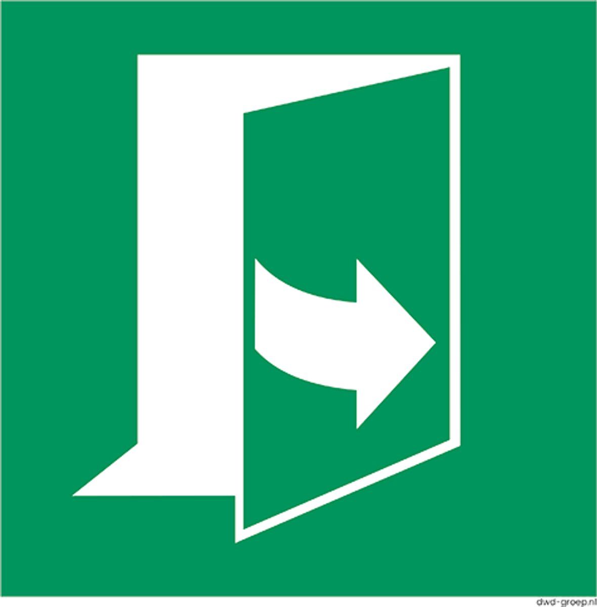Deur links trekken bord - Pictogram E057 - ISO 7010 - kunststof - 200x200 mm