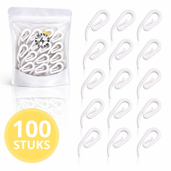 Twenty4seven® Gordijnhaken Set - 100 Stuks - Gordijnhouder & Plooihaken - 2.8x1.2CM - Geschikt voor Gordijn & Douchegordijn