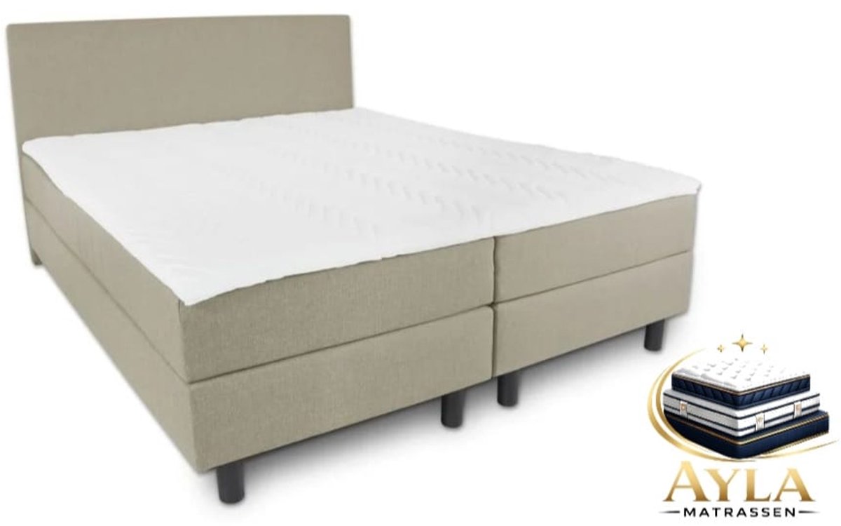 Boxspring Ayla Royal - 180x200 Compleet - Beige Glad - Ayla Matrassen - 2 persoons