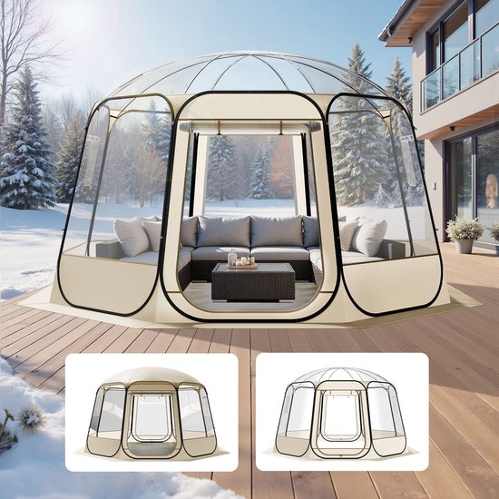 VEVOR Pop-up Bubble Tent, 366 x 345 x 220 cm, Transparante Kampeertent, Tuinkoepel Iglo Tent met Ramen, Sporttent, 540° Panoramisch Uitzicht, voor 10-12 Personen, Terras, Achtertuin van Merkloos — afbeelding 5