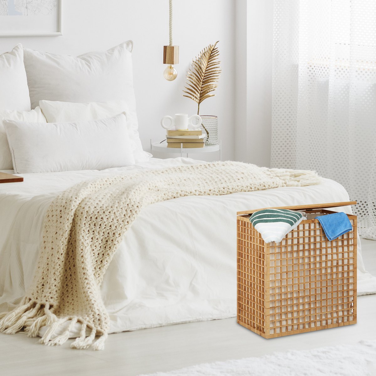 Natuurlijke Wasmand - (B)56 x (H)62 x (D)35 cm- hout