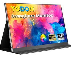 Draagbare Monitor 15,6 Inch Full HD – Portable Monitor met IPS Scherm & Ingebouwde Speakers – USB-C & HDMI – 1080P – Ultra Dun & Lichtgewicht – Geschikt voor Laptop, Console en PC