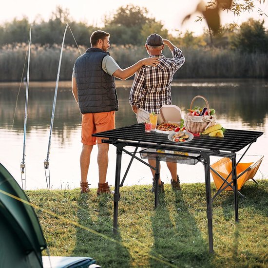 90x52cm Opvouwbare Campingtafel, 45cm-68cm in Hoogte Verstelbaar, Buffettafel Belasting tot 30kg, Aluminium Vouwtafels met Inklapbaar Tafelblad en Draagtas, Zwart Klaptafel voor Strand/Picknick/Balkon/Tuin, NAIZY van Merkloos — afbeelding 3