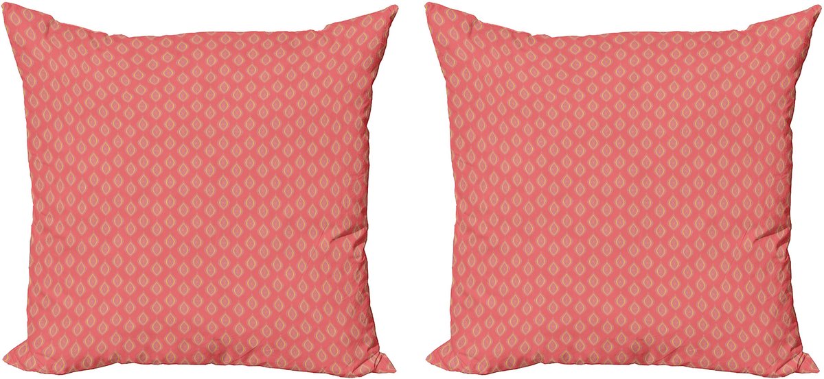 ABAKUHAUS Retro Kussensloopset (2 stuks), Vintage Stijl Ogee Motiev 40 cm, Koraal en Geel