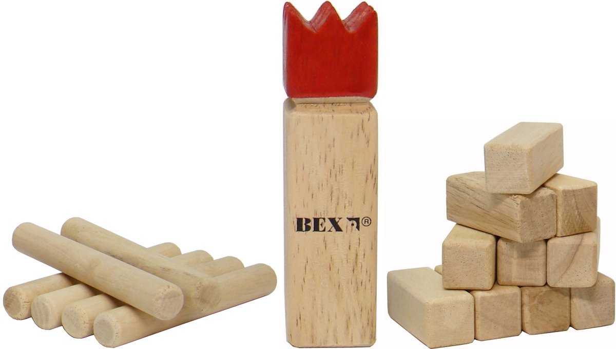 Bex Kubb Mini – Zweeds Vikingschaak – Tafelmodel & Decoratief Spel – Massief Rubberhout – Koning Met Rode Kroon – Vanaf 8 Jaar — afbeelding 13