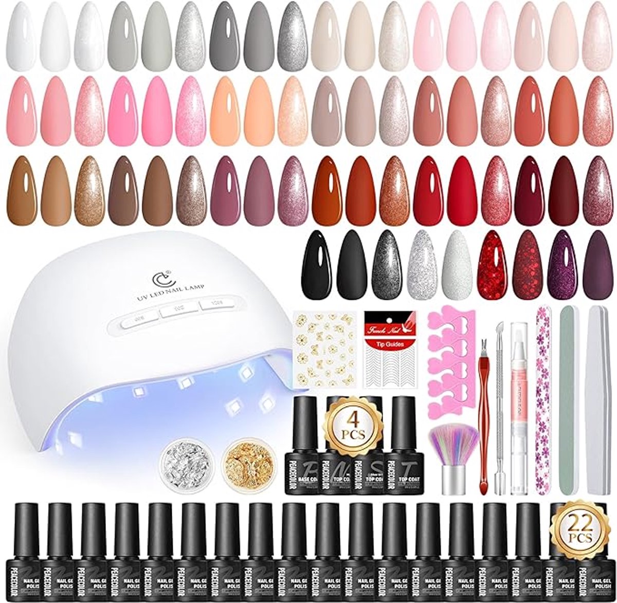 Nagellak Set met UV Lamp, 22 Kleuren