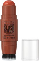 Rimmel London Multi-Tasker Blush'N'Brush Stick, Nearly Suede, opbouwbare kleur, waterbestendig, ingebouwd kwastje, makkelijk aan te brengen, glijdende textuur, 8 g