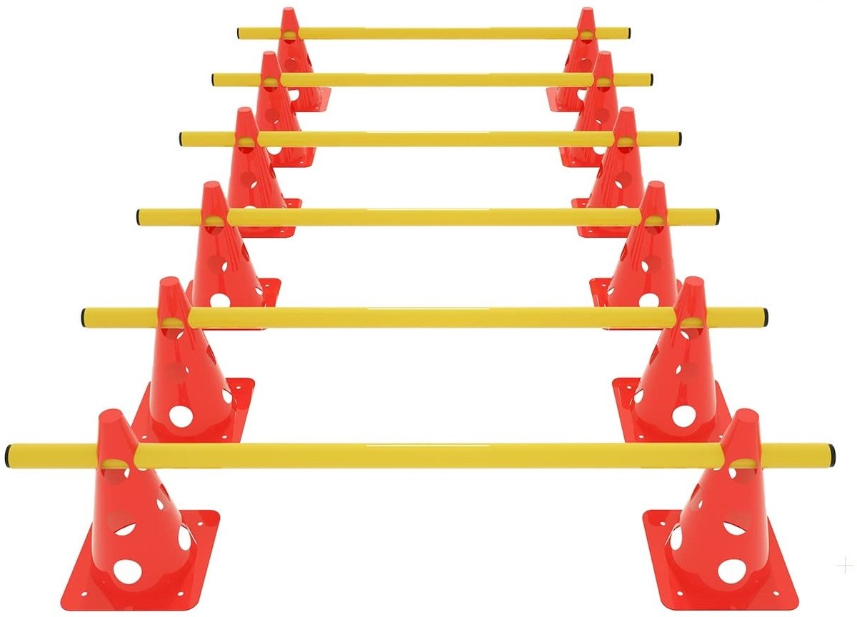 ACXIN Horden training set 6 stuks – 12 kegels - 6 stangen 100cm – agility