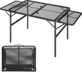 134x60cm Opvouwbare Campingtafel, Beweegbare Metalen Bijzettafel Met Inklapbaar Tafelblad, Grilltafel 39-70cm in Hoogte Verstelbaar, Tuintafel Draagvermogen 30KG voor Strand/Picknick/Balkon/Tuin, NAIZY