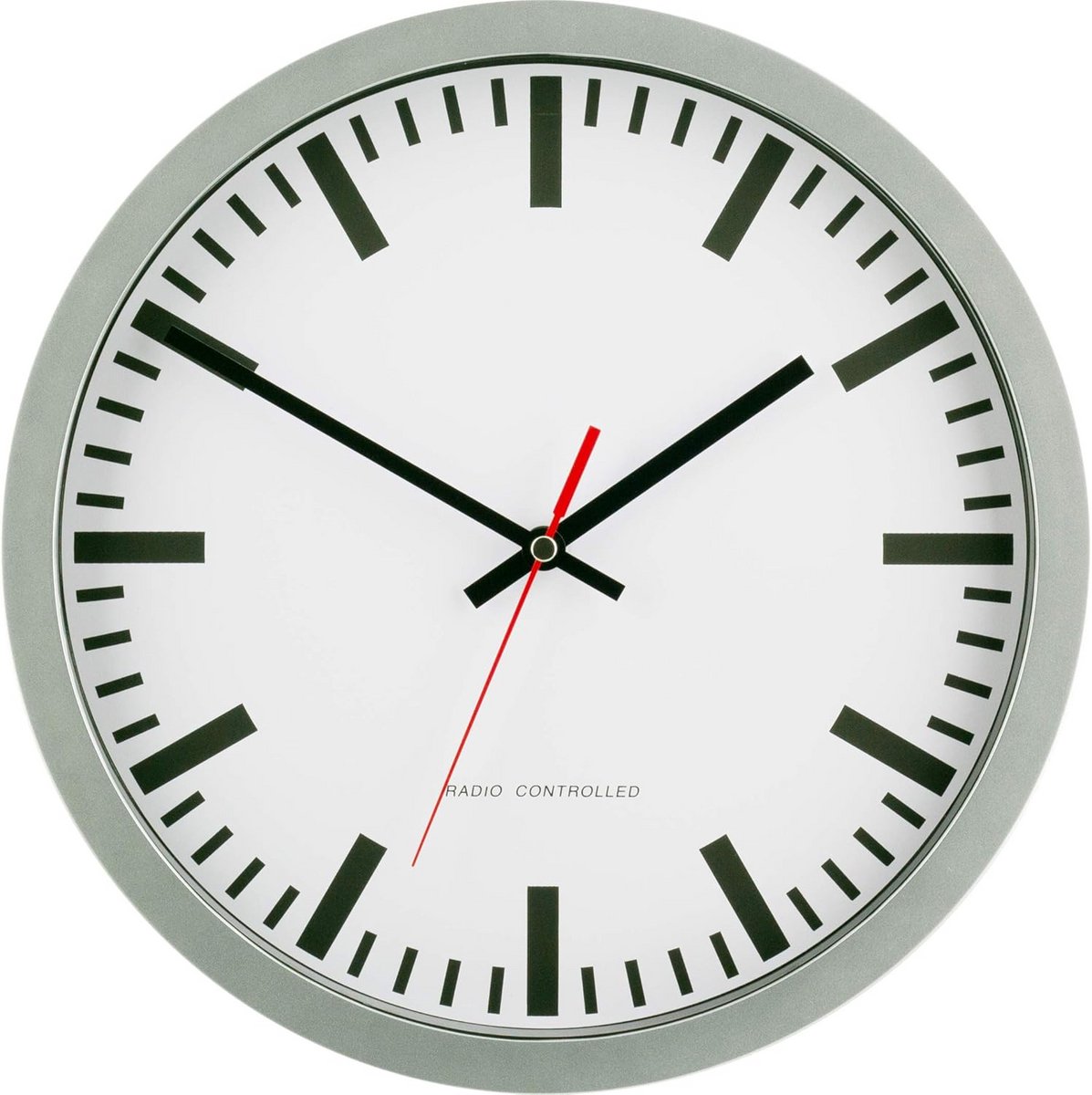 Grote Radiogestuurde Wandklok 30 cm Stil Met Rode Seconde Wijzer