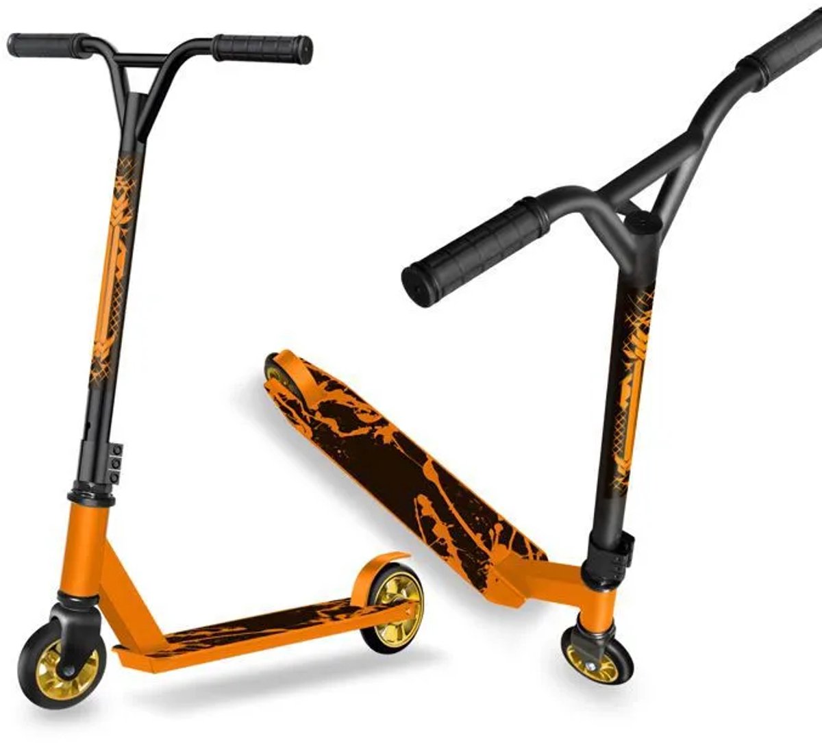 Stuntstep-Aluminium frame-Recreatieve step- 100 mm ABEC 9 kogellagers - voor Kinderen vanaf 6 Jaar en Tieners-Oranjegeel