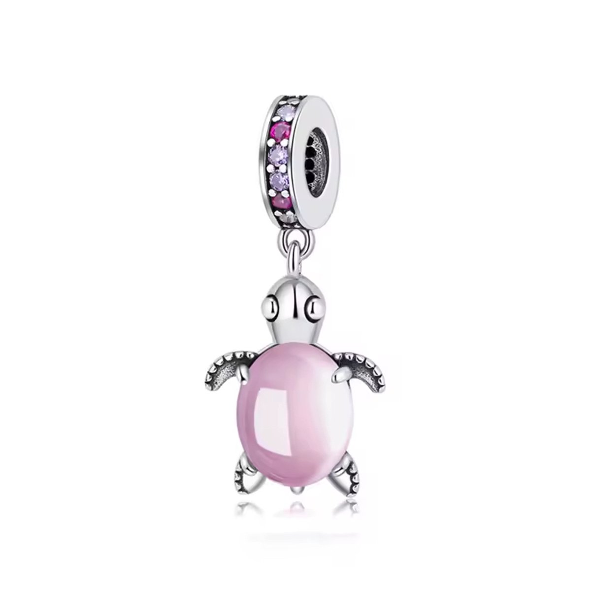 Bedel schildpad - roze - voor armband of ketting