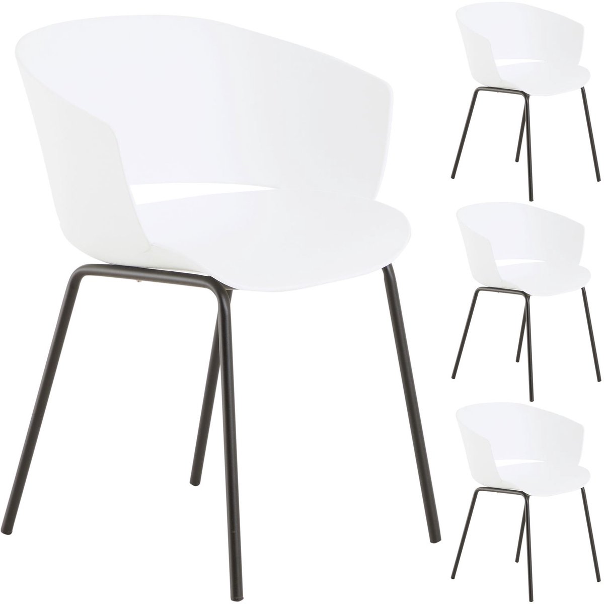 Tuinstoelen NIVEL, set van 4, van aluminium en kunststof - wit