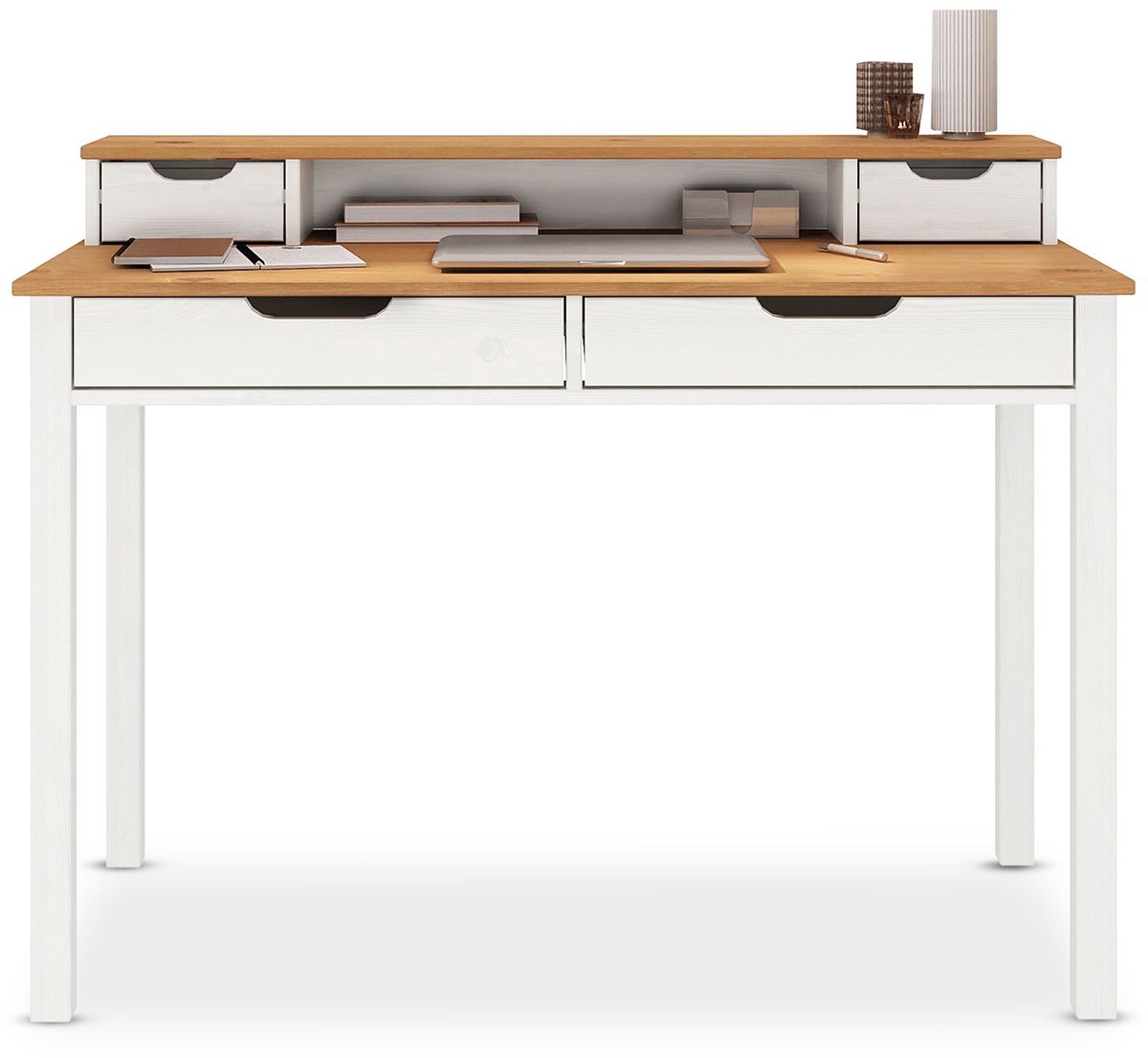 Bureau RAUL met 4 lades van massief hout – eiken / wit