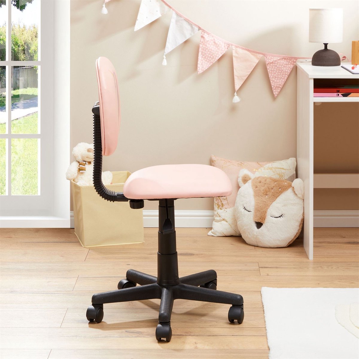 UNICORN draaistoel voor kinderen, in hoogte verstelbaar, met beklede zitting en rugleuning, op wielen