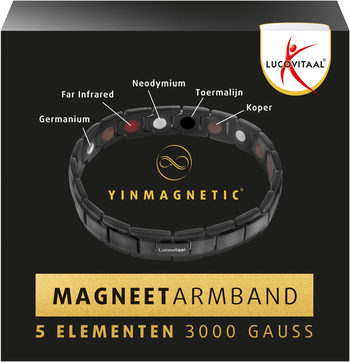 Lucovitaal Yinmagnetic Magneet Armband Zwart