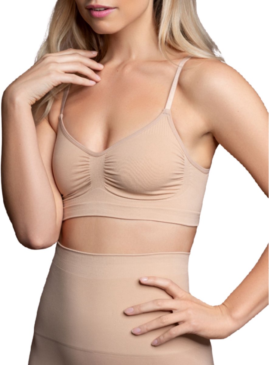 Bye Bra Naadloze BH voor Dames, Comfortabel Zonder Draad, Extra Steun, Vormgevende Shapewear, Onzichtbare Gladde Pasvorm, Zwart & Beige S-XXL (Beige, S)