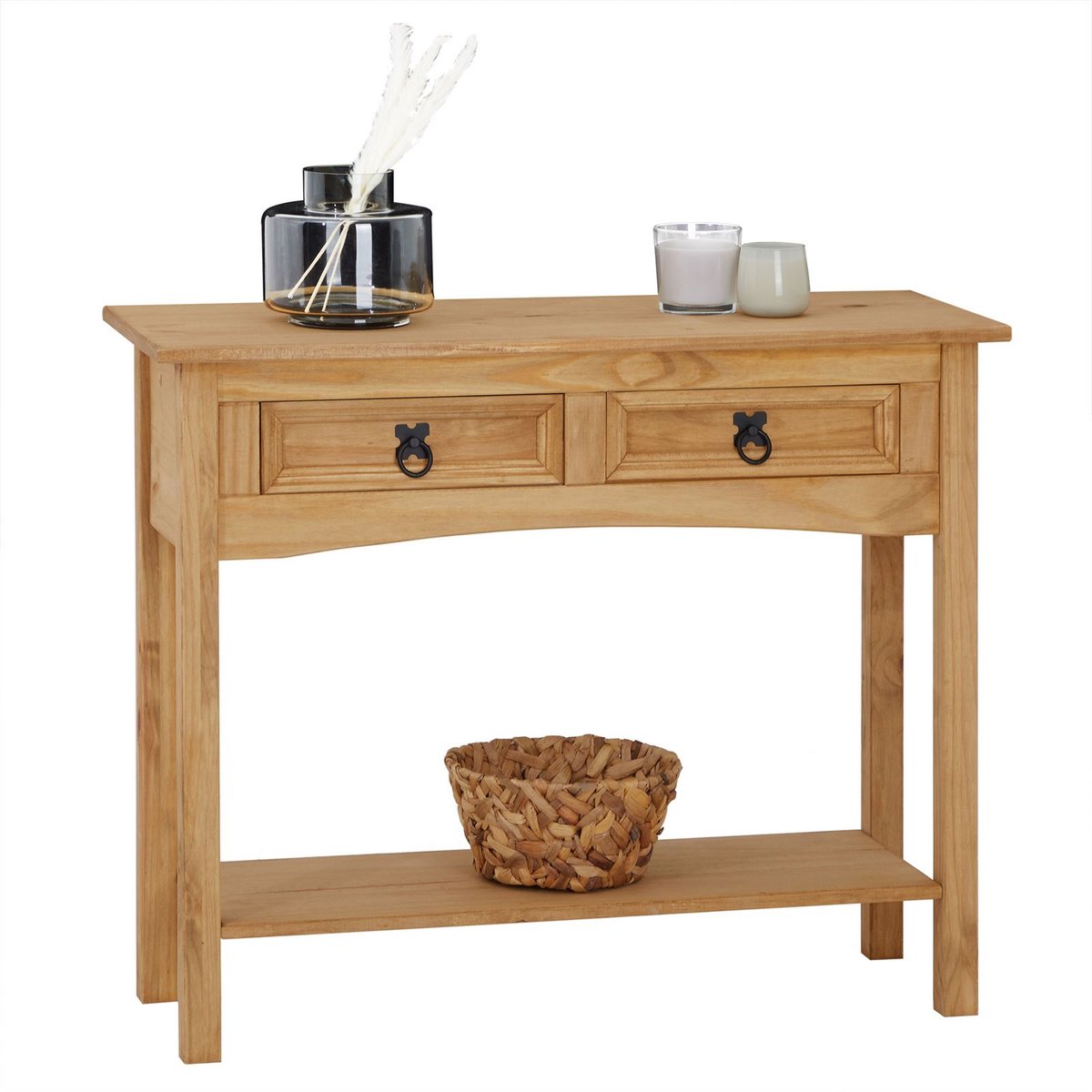 IDIMEX Consoletafel SALSA van massief grenenhout met 2 lades bruin