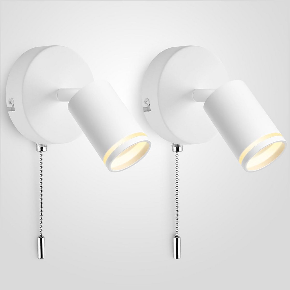 Set van 2 Wandlampen met Schakelaar Binnen Wit Mat Draaibaar GU10 Spot