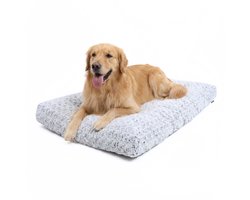 Pebble hondenkussen - 90x60 cm - Benchkussen en hondenmat - M - Grijs - Zachte Pluche - Dierenbed - Hondenbed - Hondenmand - Hondenmat - Middelgrote honden