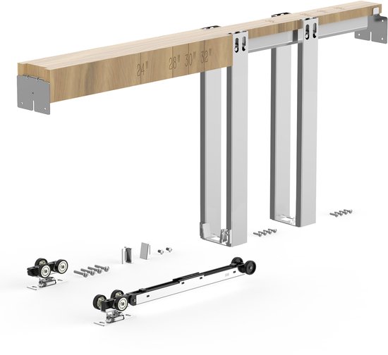 Schuifdeur rails set, schuifdeur hardware kit - zware aluminium rails en rollen voor soepele bediening - ideaal voor binnen en buiten staldeuren Schuifdeur rails set, schuifdeur hardware kit - zware aluminium rails en rollen voor soepele bediening - ideaal voor binnen en buiten staldeuren