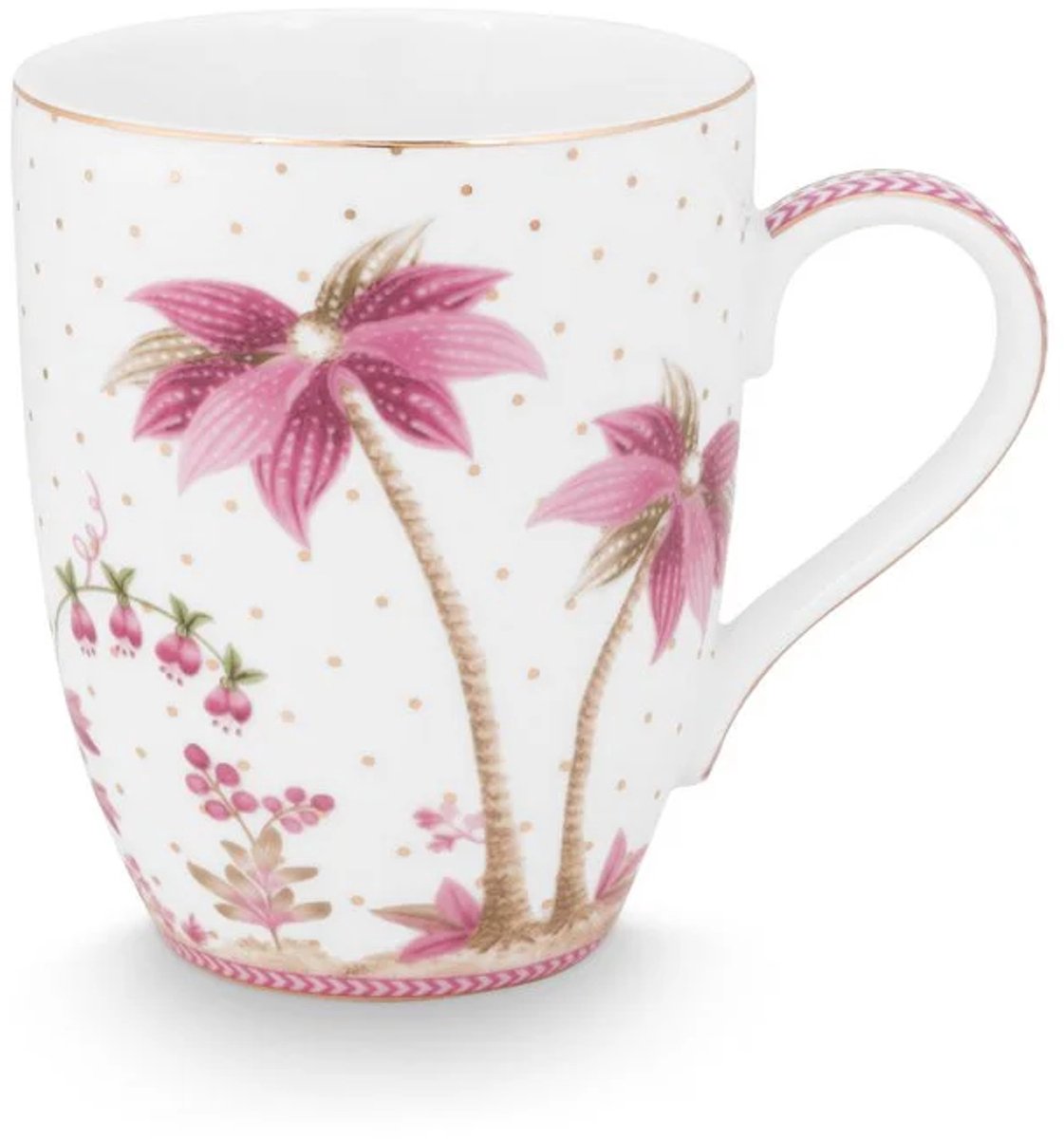 Pip Studio Jolie stippen goud grote mok roze