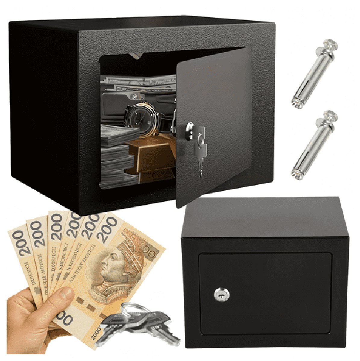 SMH LINE® Kluis - Sleutelkluis - Kluisje met Sleutel - 23x17x17cm - Zwart