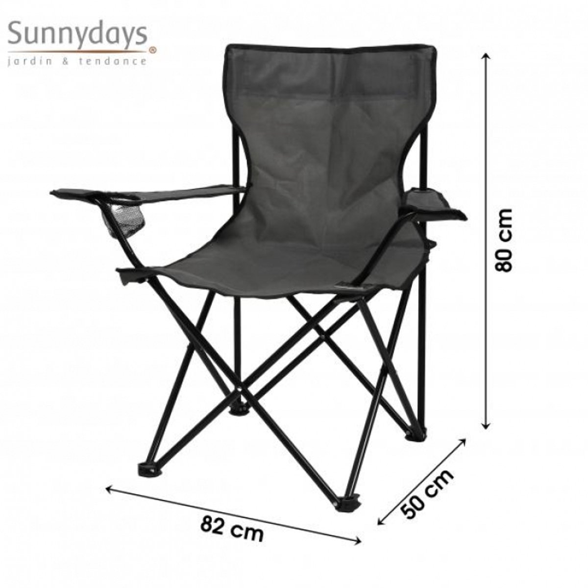 "LE CAMPING" STOEL ANTRACIETGRIJS 82X50XH80CM