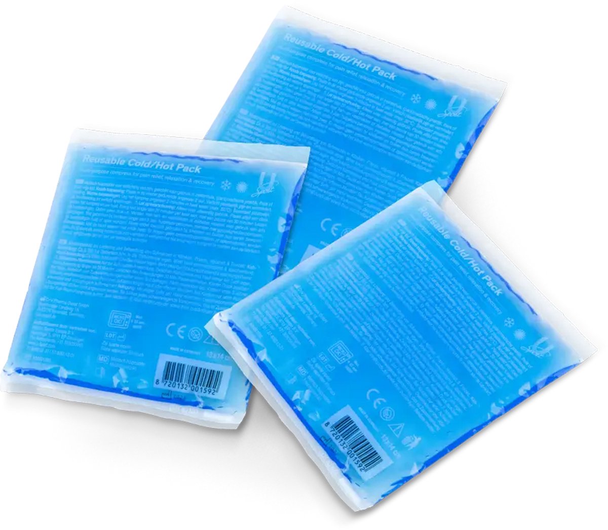 U-Sport Reusable Cold/Hot Pack - 13 x 14 cm - 3 stuks - Voordeelverpakking - Herbruikbaar Warmte/Koude Kompres - Klein