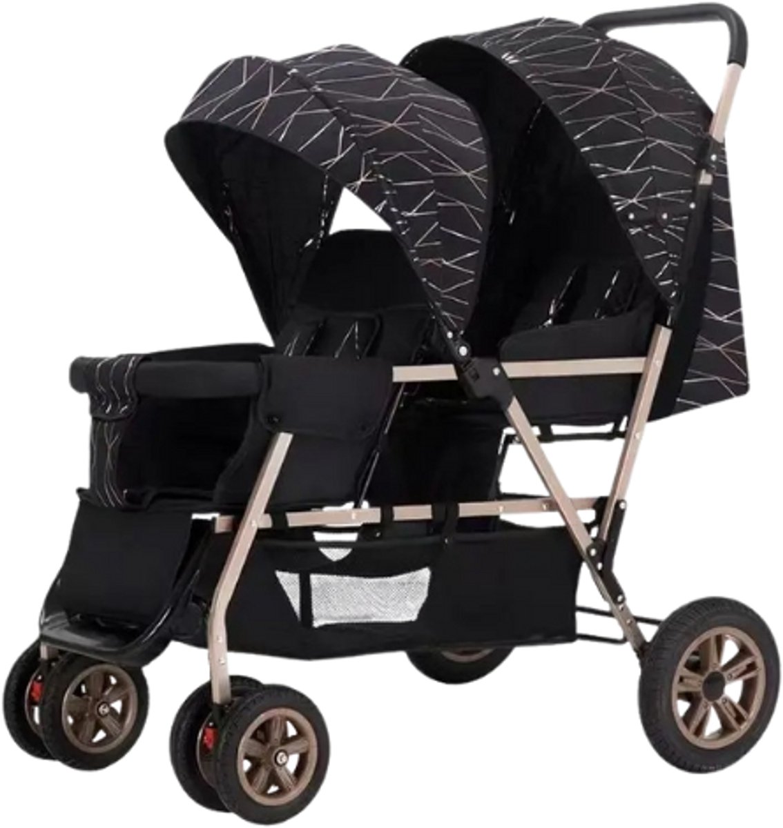 Hennova Duo Kinderwagen Inklapbaar Zwart/Goud met Print - Hennova - €154,95