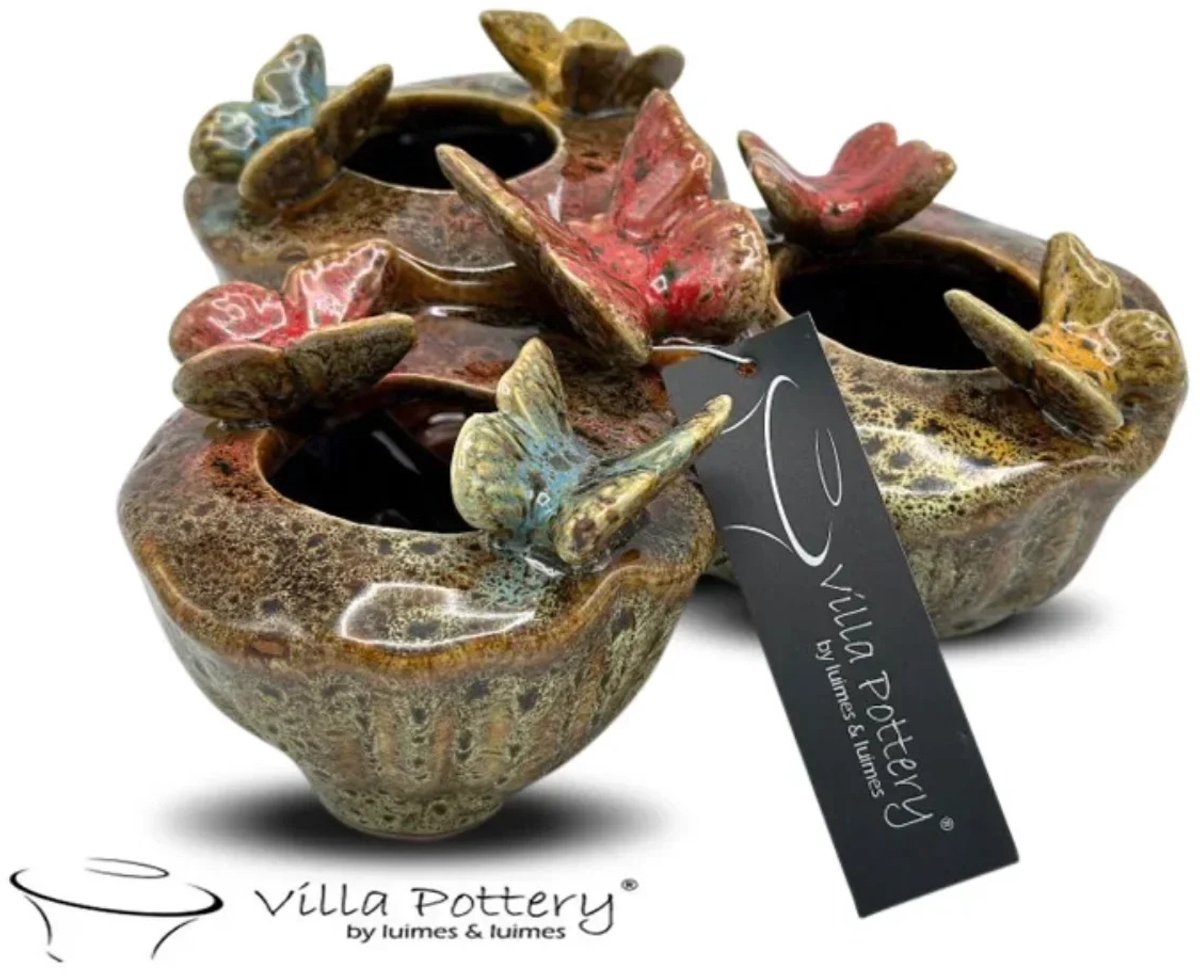Villa Pottery Butterfly vlinder vaas Groen 20 x 20 x 11