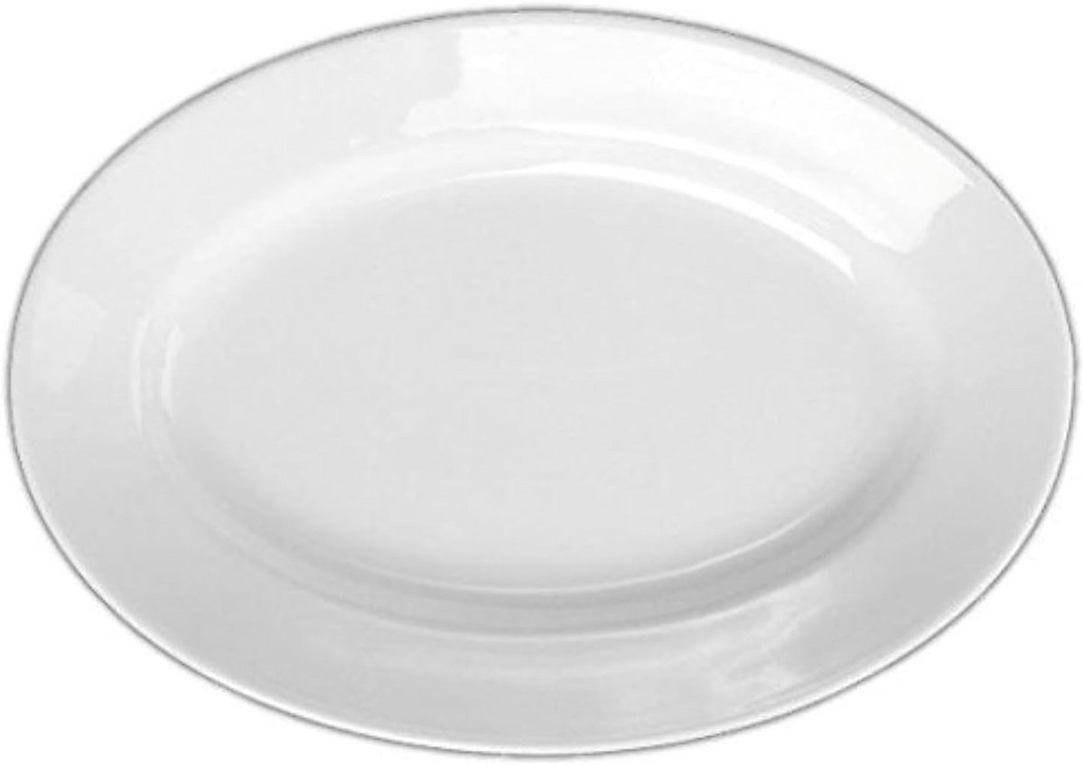 Ovale Serveerschaal Halfdiep Porselein Wit 25 x 16 cm