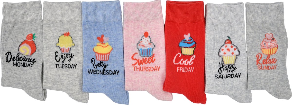 InterSocks Meisjes Kousen Happyweek - Multipack 7 paar - Maat 35/38