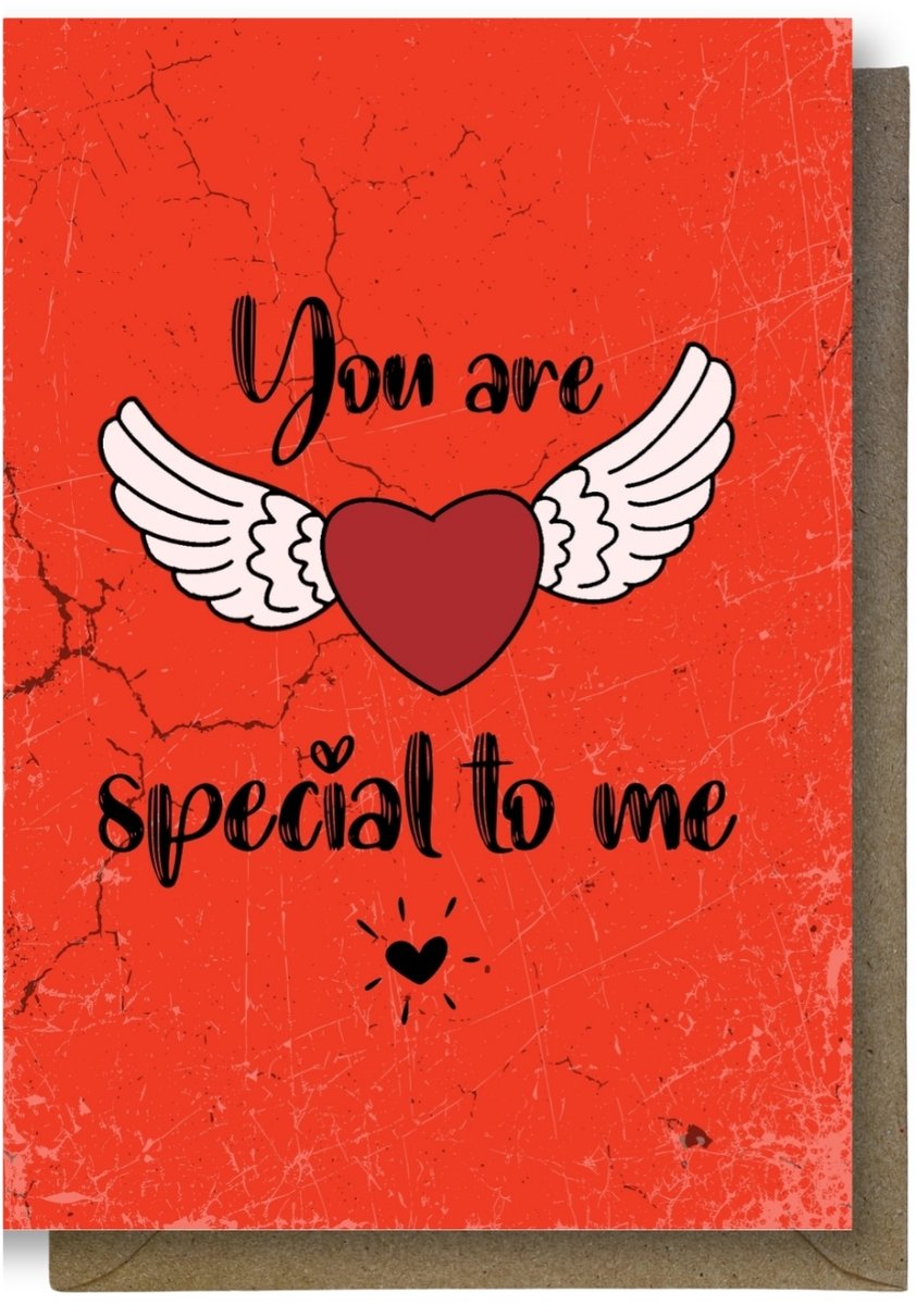 Luxe valentijns Wenskaart - valentijnskaart - You are special to me - 12x17cm - gevouwen kaart Inclusief gekleurde envelop