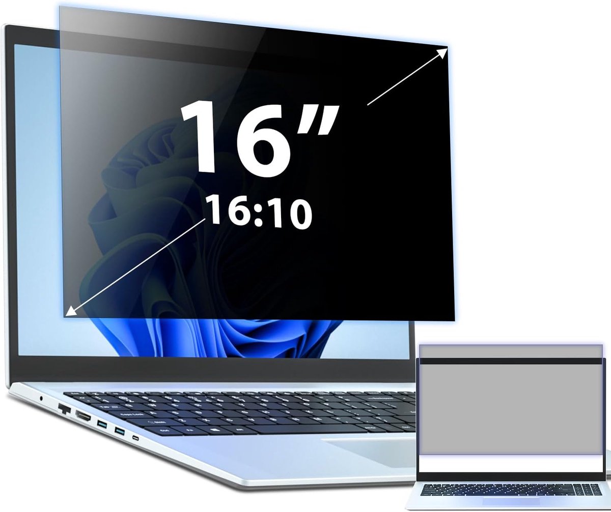 Famanu - Laptop 16 "16:10 Aspect Privacy Screen Filter voor ///////, Verwijderbare Anti Glare Anti Blauw Licht