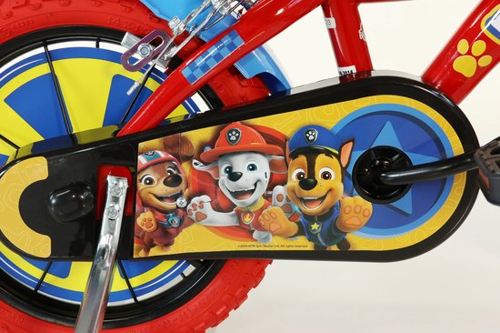 Dino Paw Patrol - Kinderfiets 14 Inch - van 3-5 Jaar - met Zijwieltjes - Jongensfiets Rood van Dino. — afbeelding 2
