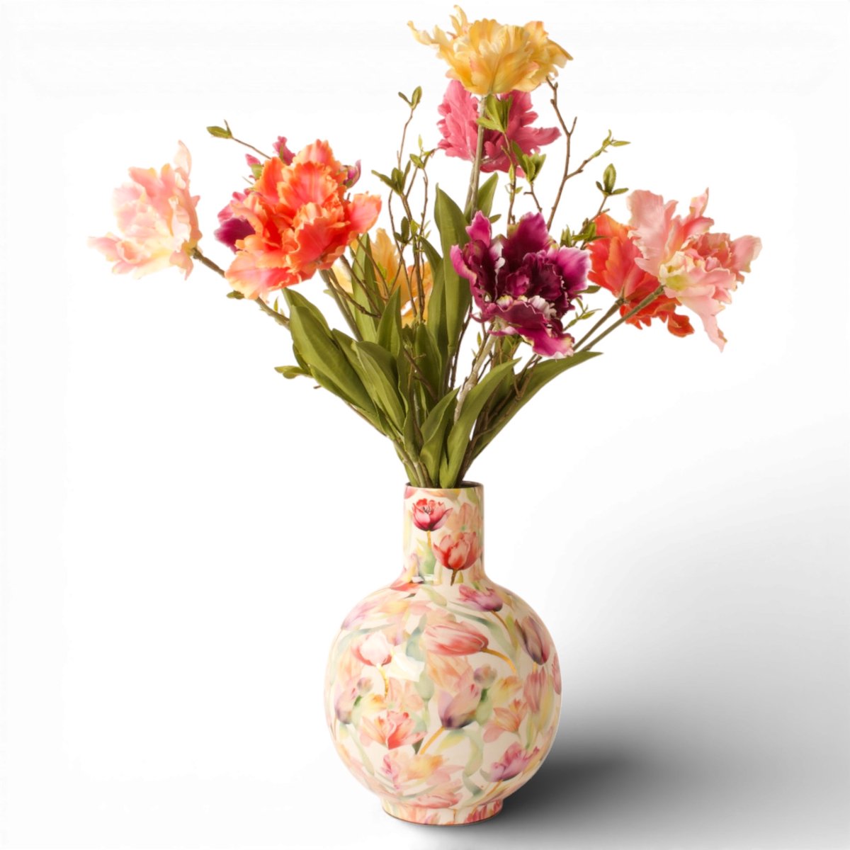 WinQ-Boeket Parkiettulpen Multicolor-Lengte 65 cm-Kunsttulpen 10stuks