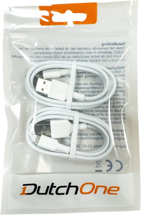 Câble de chargeur adapté pour iPhone - Câble adapté pour lightning - Câble de chargement - Câble USB - Câble de chargeur - 2-PACK