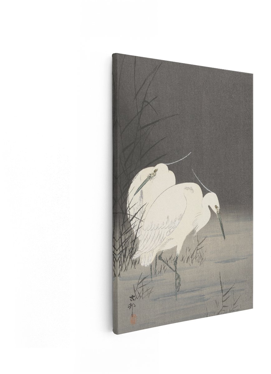 Artaza Canvas Schilderij Reigers - 40x60 cm - Wanddecoratie Vogels - Muurdecoratie Japandi