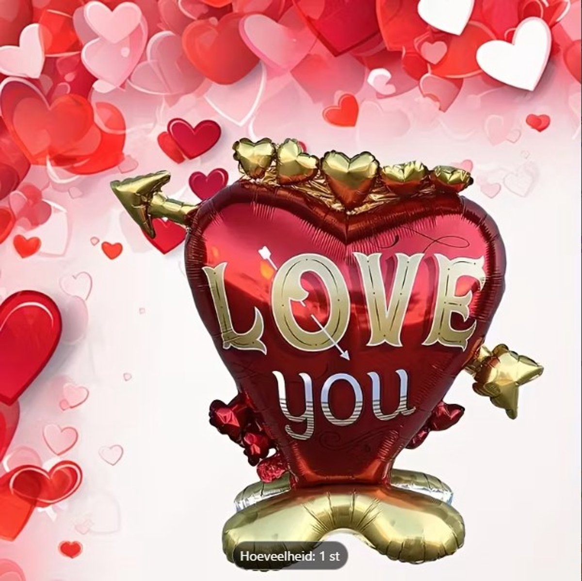 Grote Love You ballon - Valentijnsdag - 95 cm hoog 100 cm breed - huwelijk - verjaardag - aluminiumfolie ballon